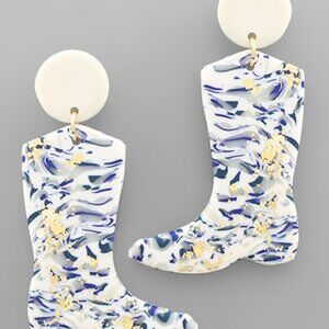 Clay Marble Boots Earrings